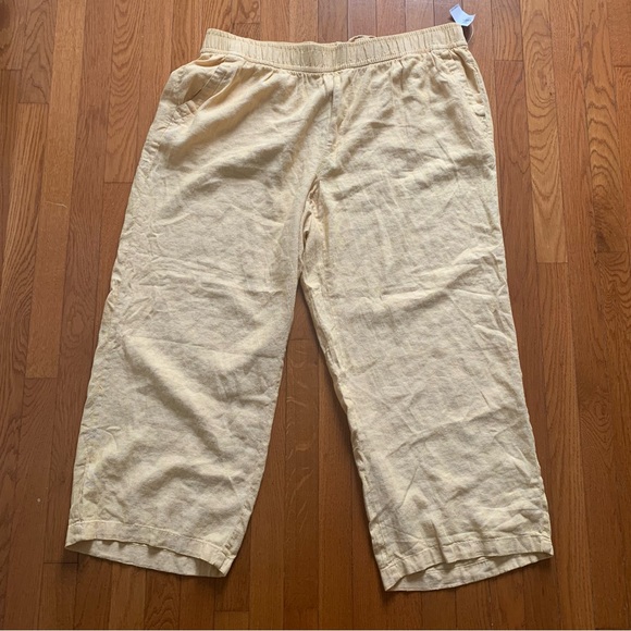 Yellow Linen Crop Pants NWT Old Navy 2X - Picture 4 of 5